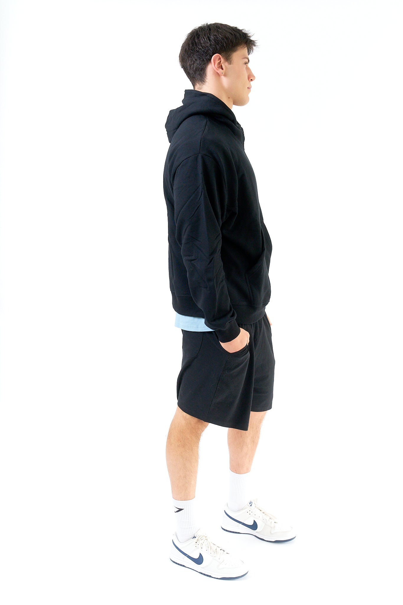 Organic Cotton High Neck Half-Zip Hoodie for Men