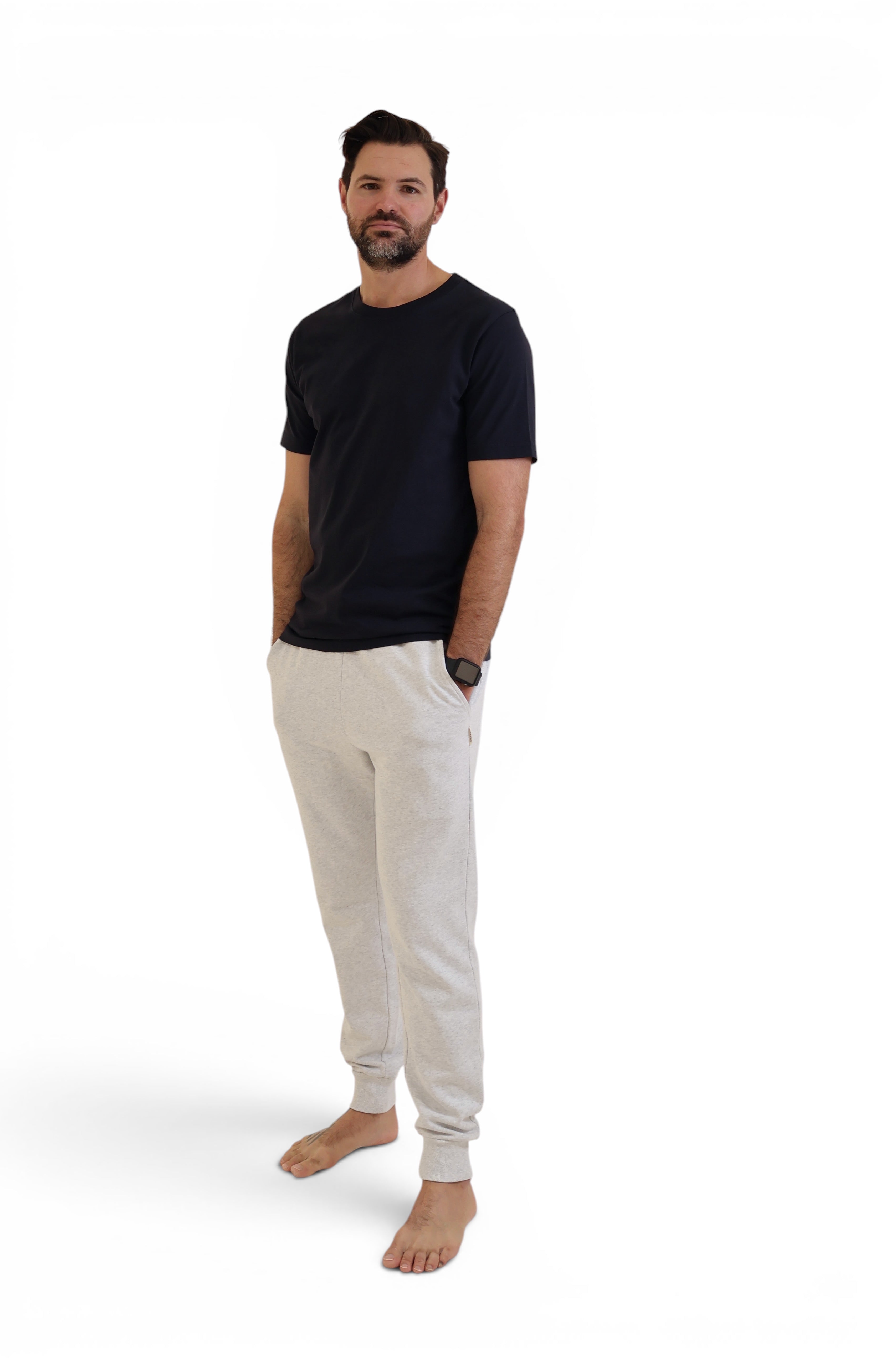 STAPLE dark navy t-shirt with grey track pants
