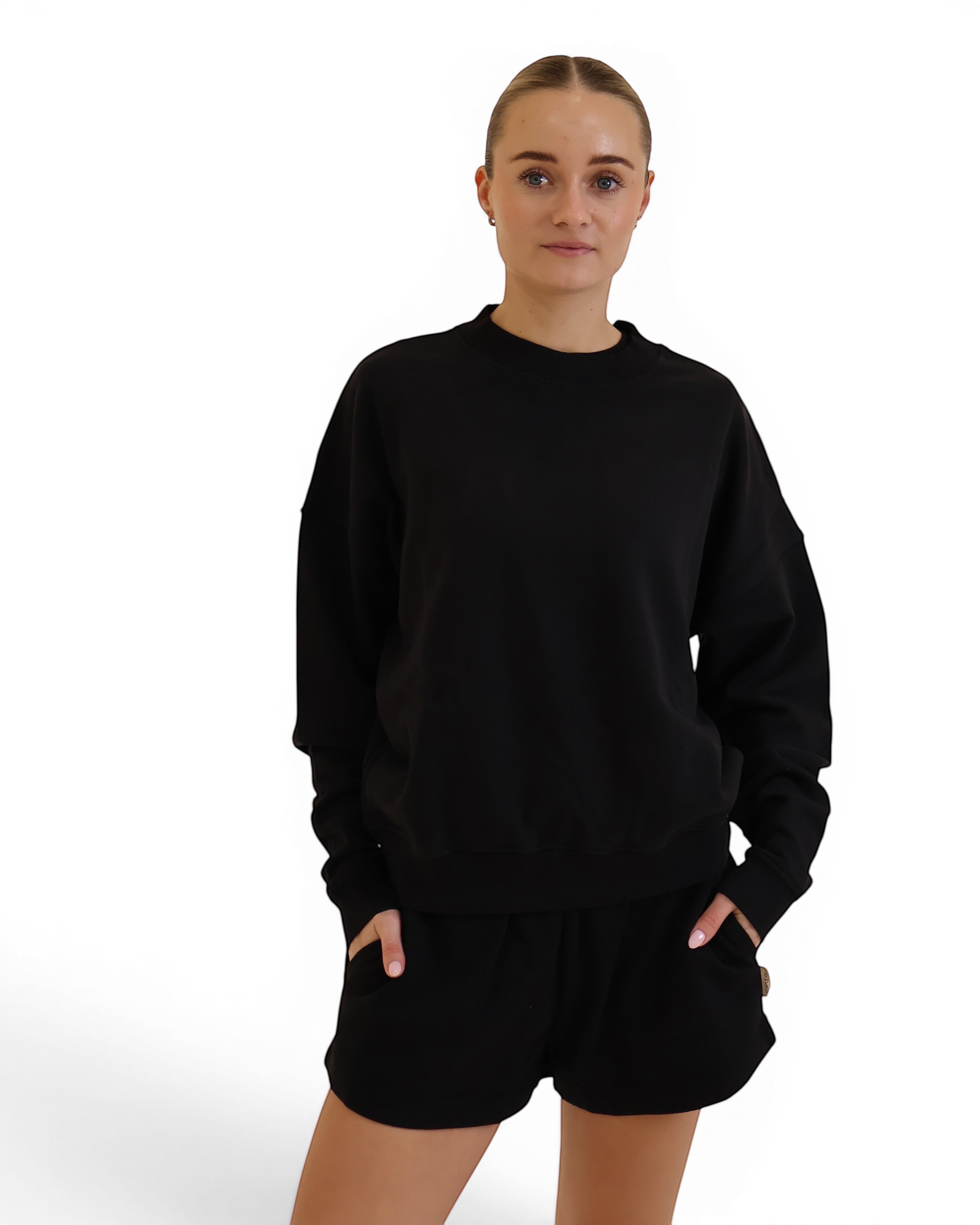 Black crew neck sweater