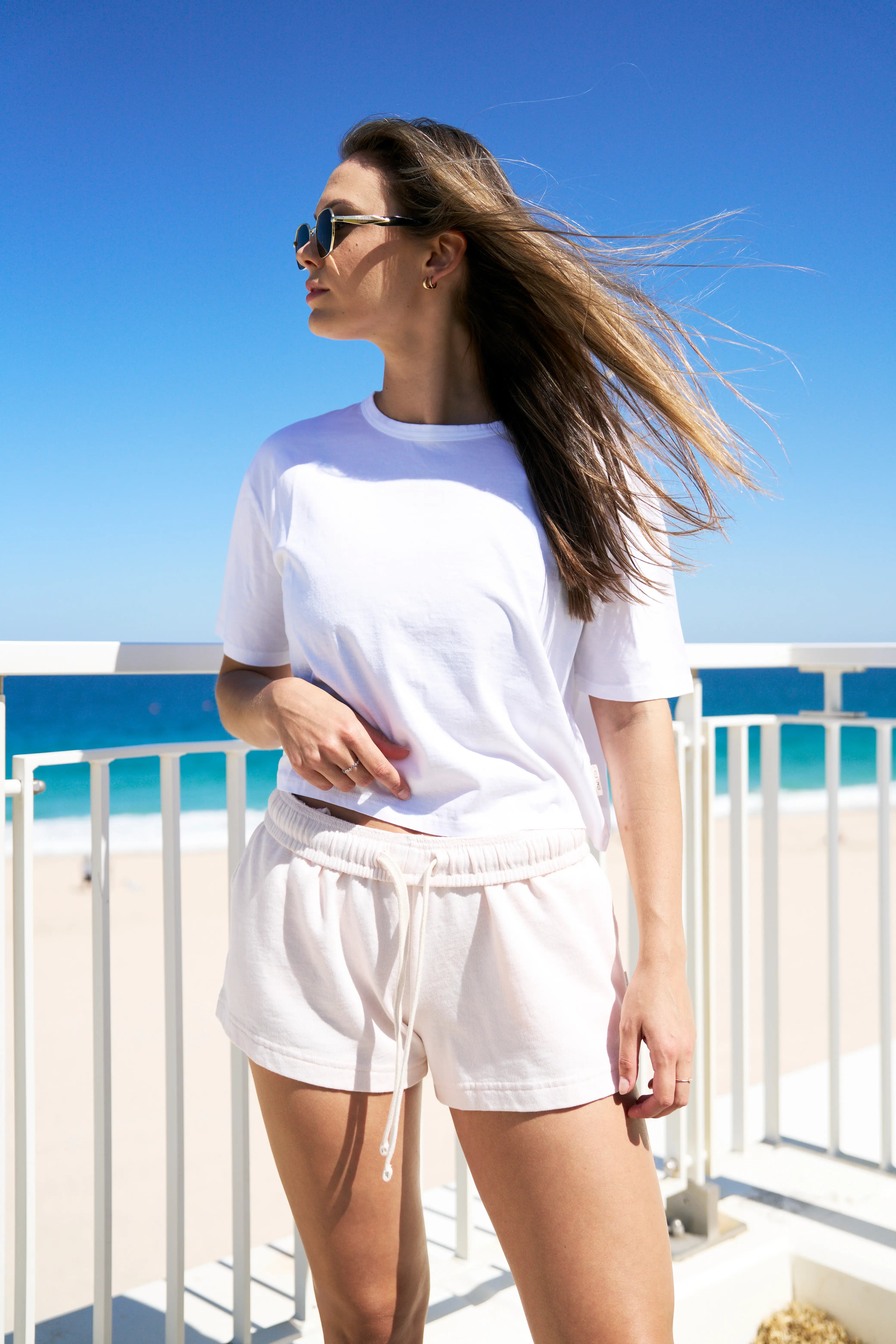 Organic cotton french terry shorts with organic cotton boxy t-shirt