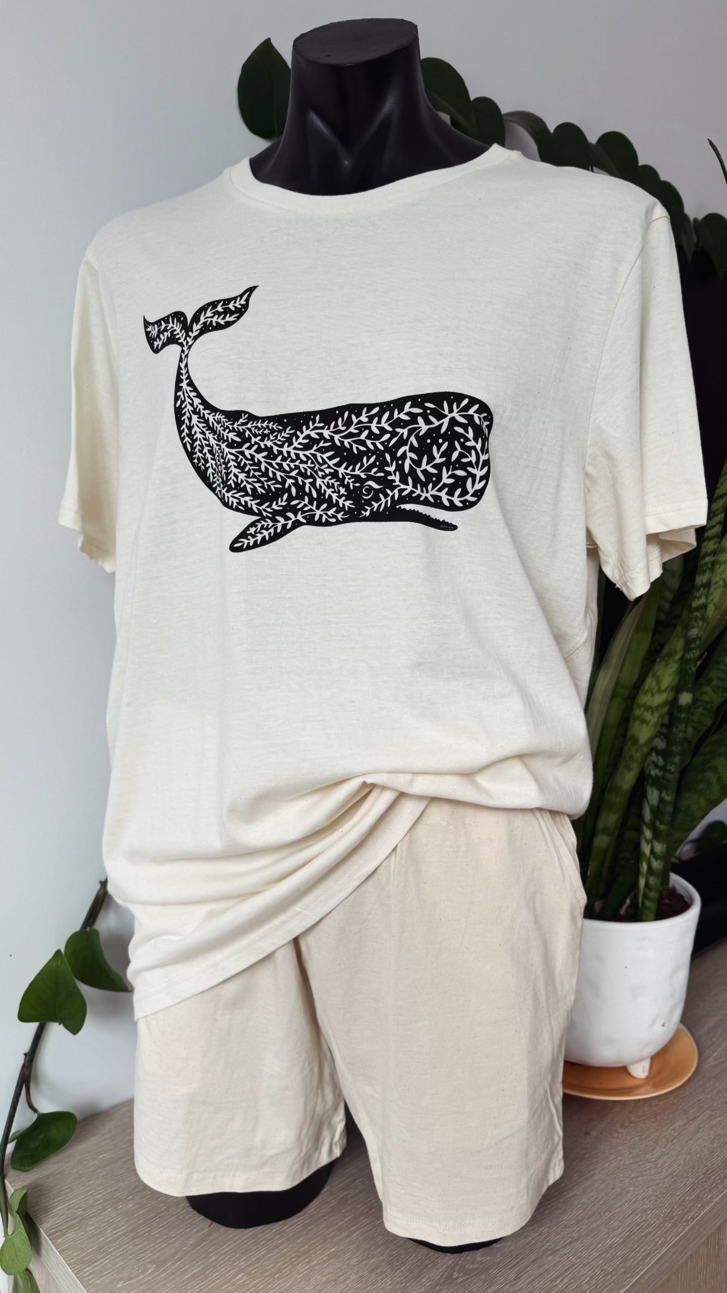 Load video: 100% Organic Cotton limited edition pyjamas with Whale Sea Garden print