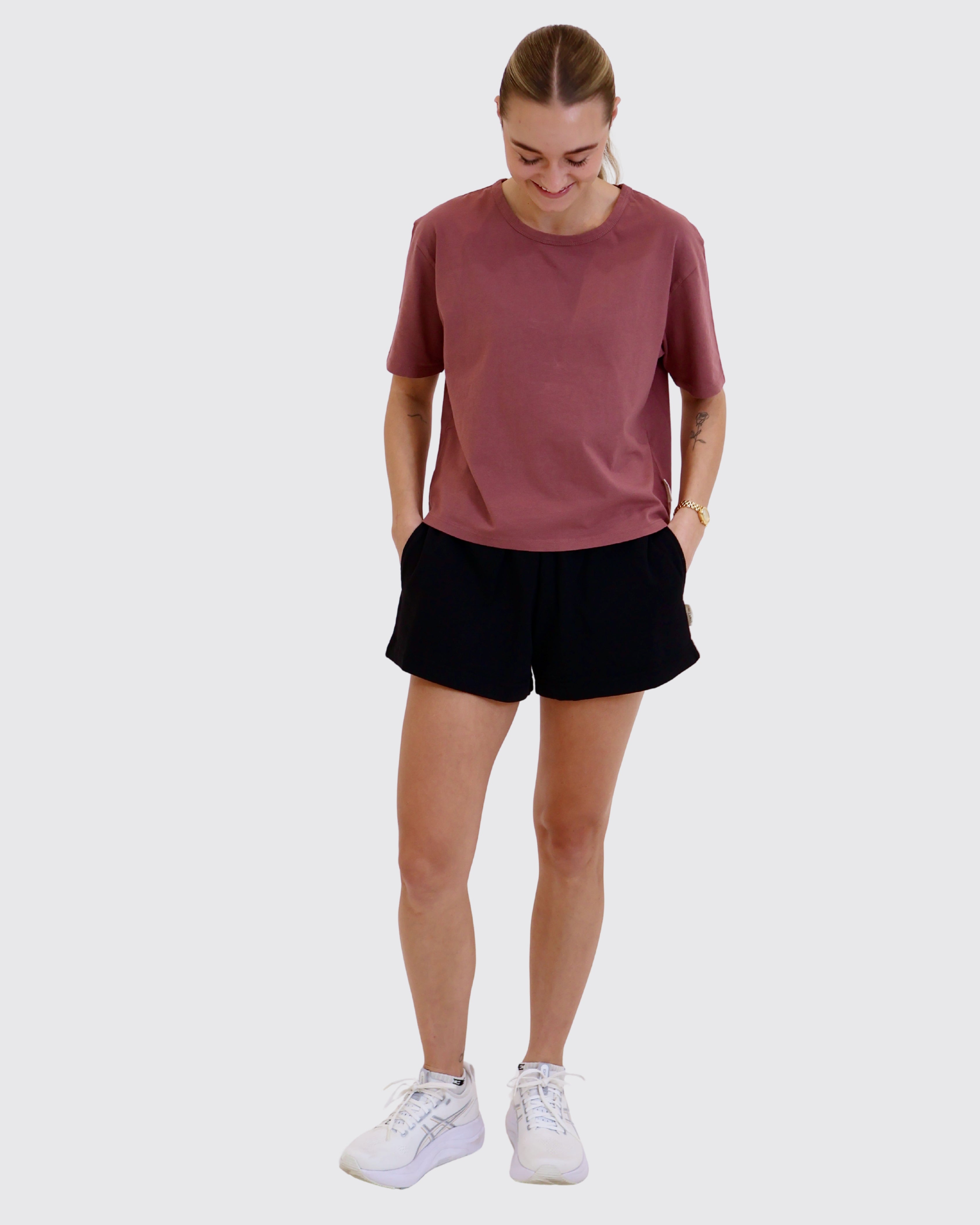 Boxy T-Shirt for Women, Regenerative Organic Certified, Rose Brown