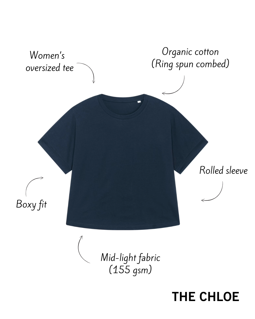 Organic Cotton Oversized Rolled Sleeve T-shirt