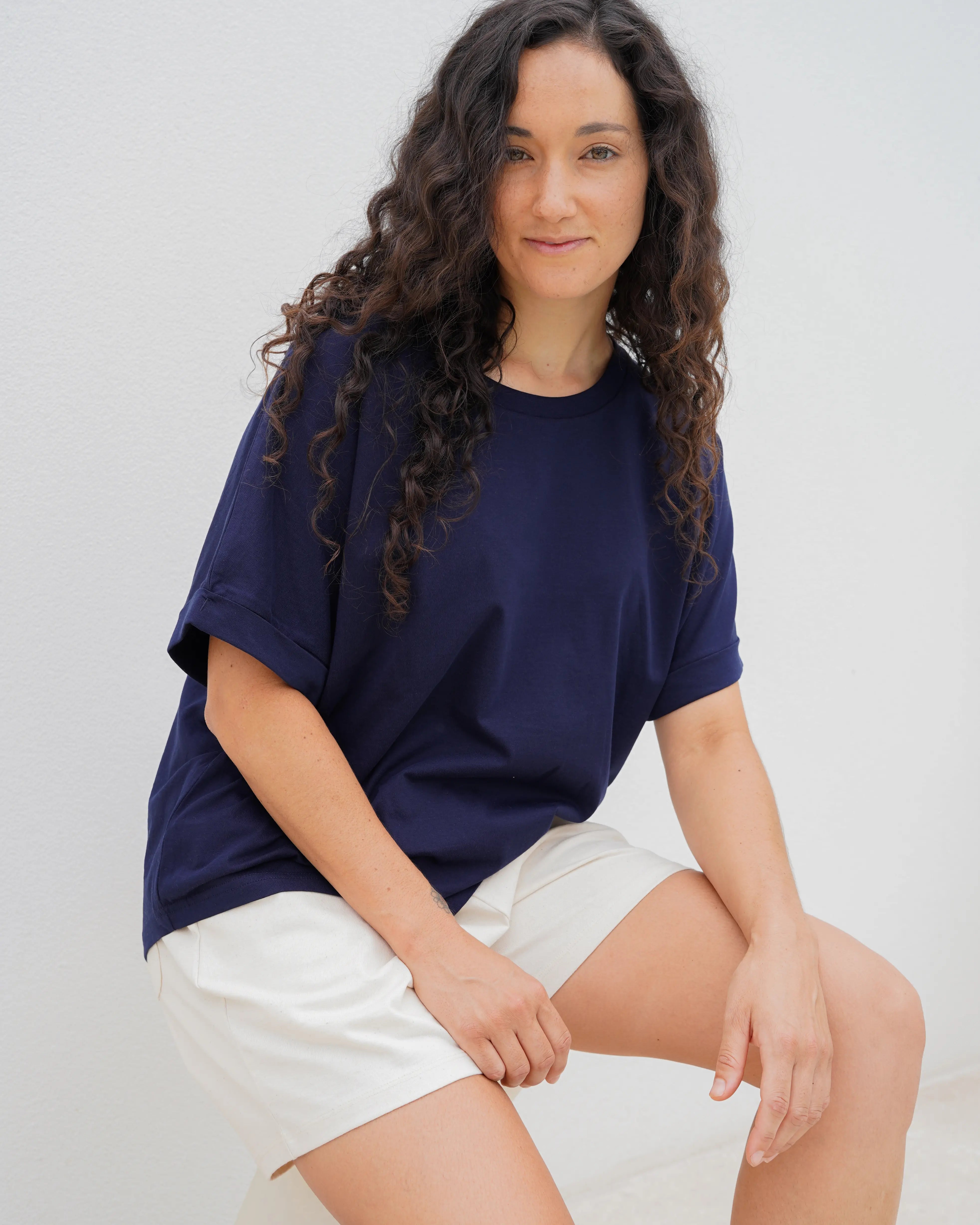 Organic Cotton Boxy Rolled Sleeve T-shirt