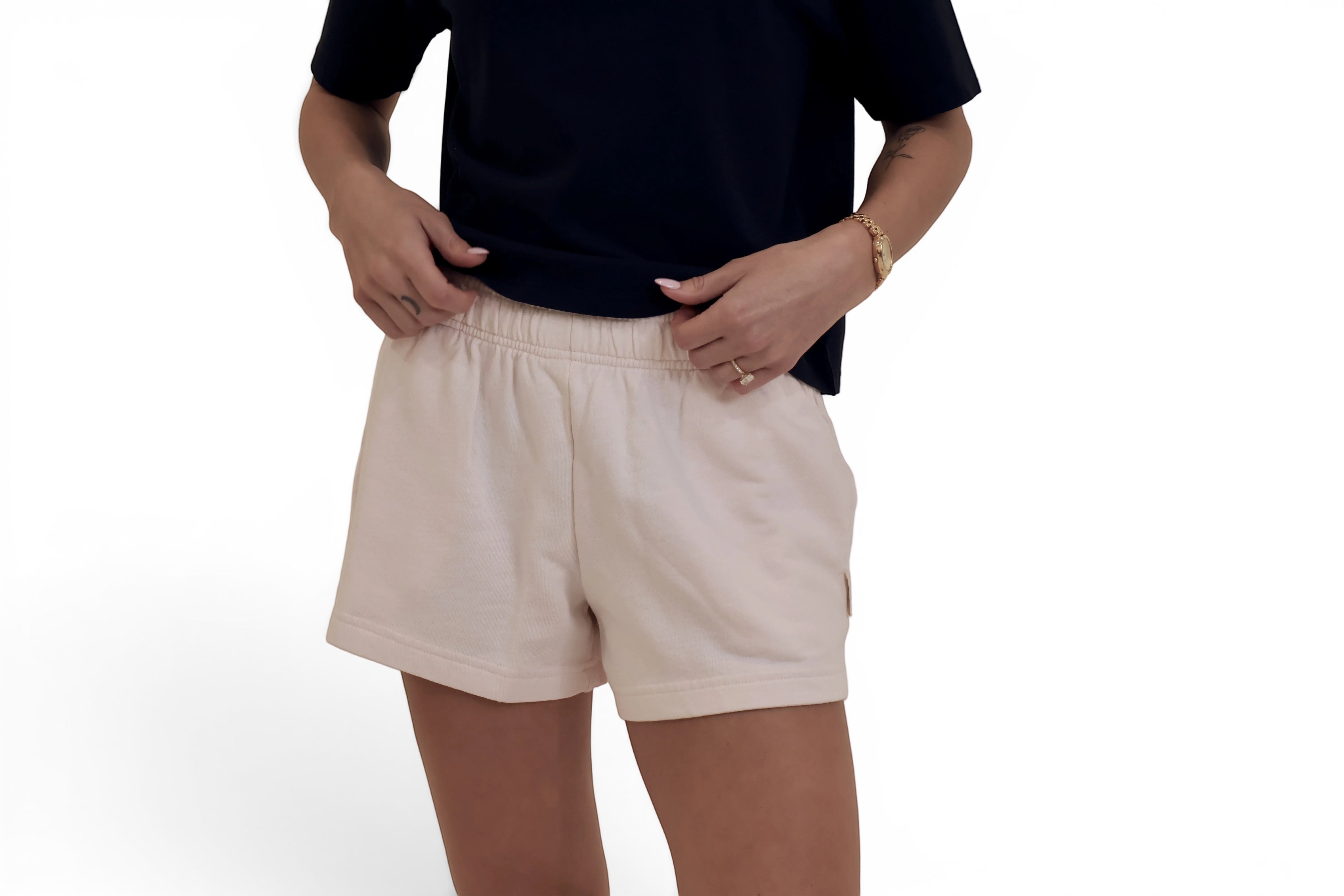 Pink French Terry shorts with boxy tee