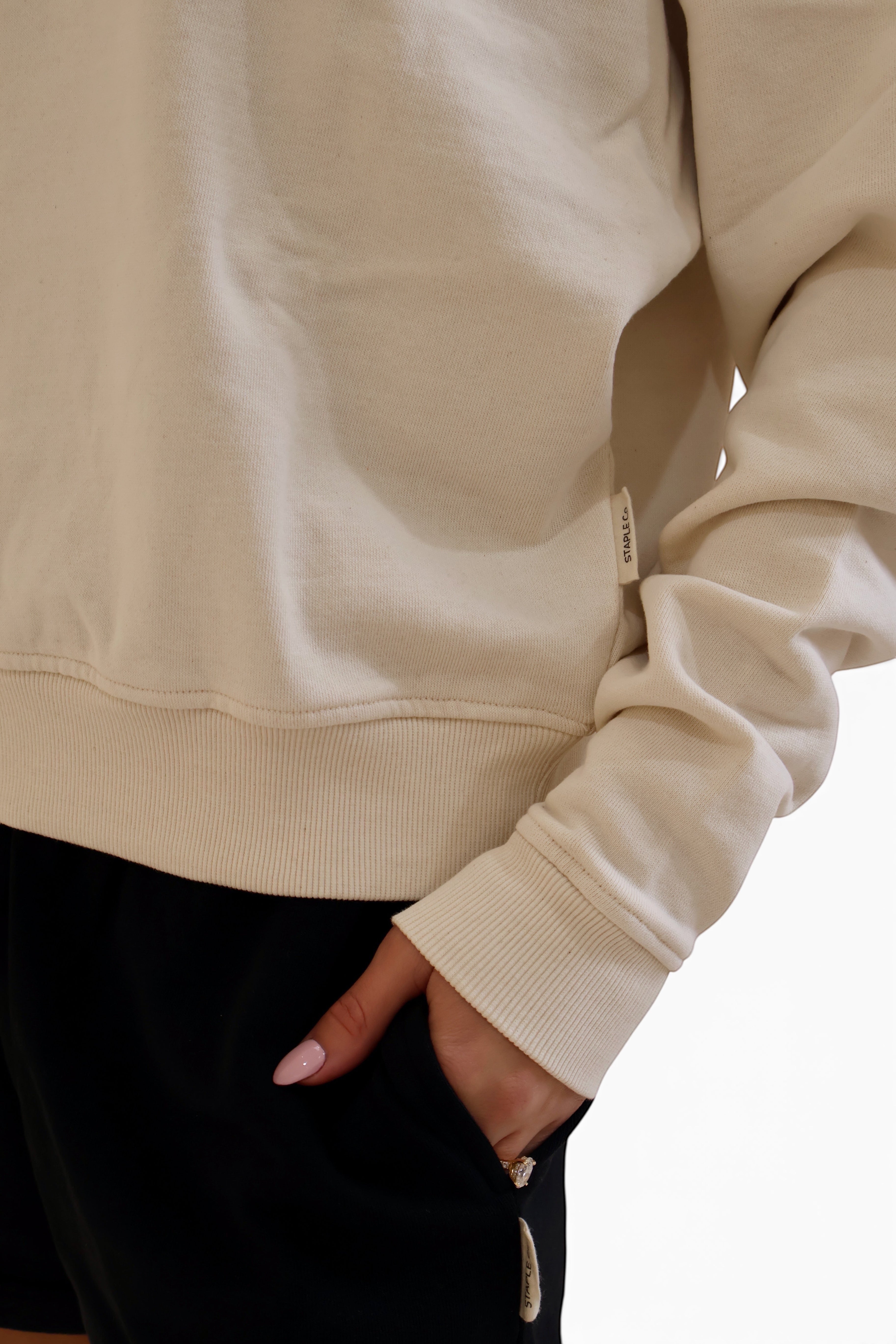 Close up of natural raw organic cotton sweater