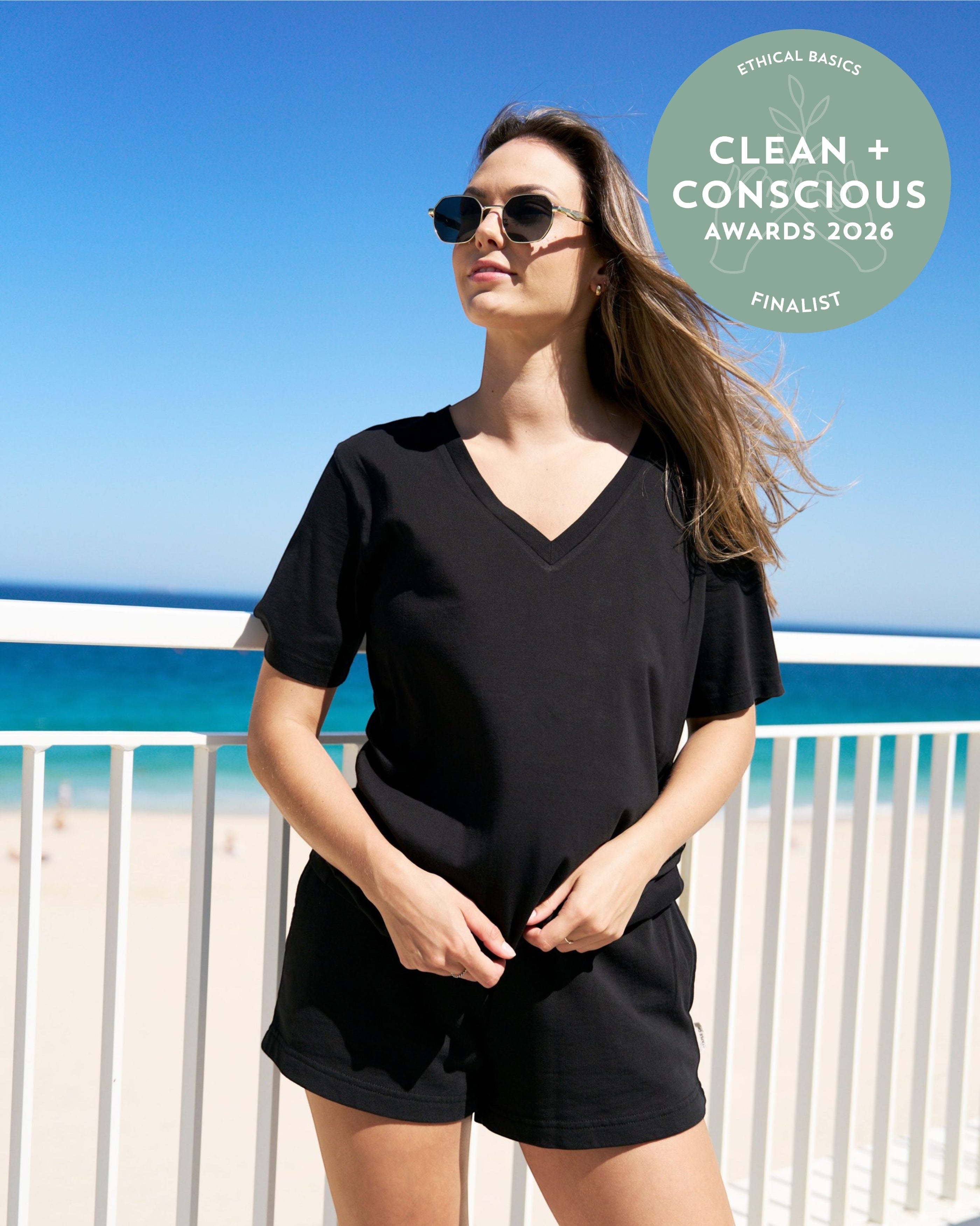 V-neck t-shirt and French Terry shorts from STAPLE Co